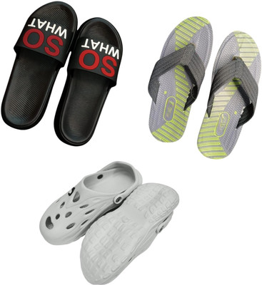 BLIBBERS Men Slippers(Black, Grey, Off White , 9)