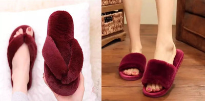 Sale YUG Women Flip Flops(Maroon, Maroon , 6)