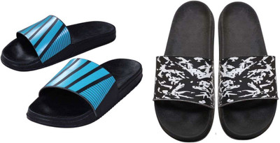 nvisan Men Slides(Blue, White , 7)