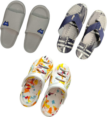 BLIBBERS Men Slippers(Grey, Blue, Multicolor , 8)