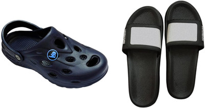 BLIBBERS Men Slides(Blue, Black , 9)