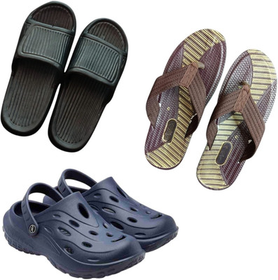 BLIBBERS Men Slippers(Black, Brown, Navy , 8)
