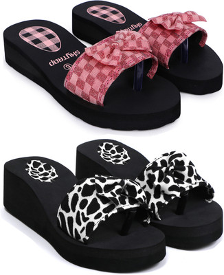 Bizwiz Women Slippers(Pink, White , 7)