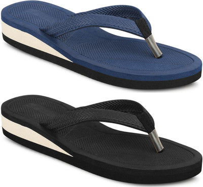 Yashasvi Women Flip Flops(Blue, Black , 3)