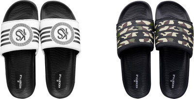 KICKSTYLE Men Slides(Black, Black , 6)