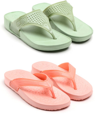 GENVE Women Flip Flops(Green , 8)
