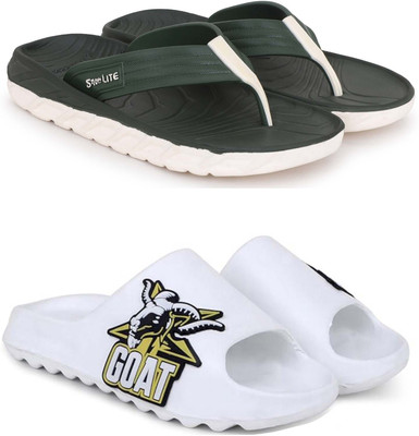 Pampy Angel Men Slippers(Green, White , 7)