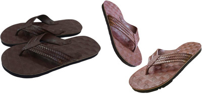 Mikro Men Slippers(Brown, Brown , 5)