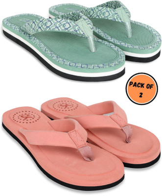 CIBEK Women Doctor step with cibek comfortable extra soft daily wear women slipper pack of 2 Flip Flops(Multicolor , 8)