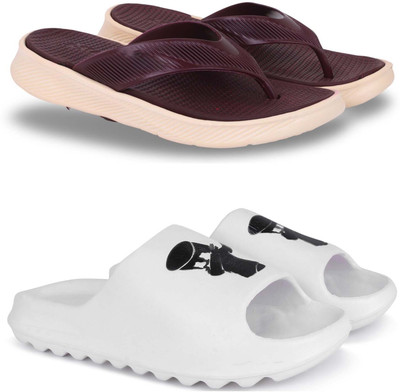 Kapani Fashion Men Slippers(Maroon, White , 8)