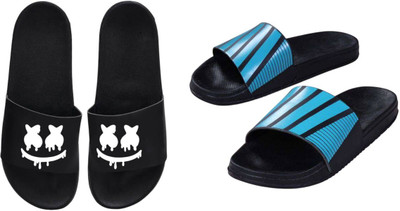 nvisan Men Slides(Blue, White , 8)