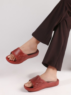Bootco Women Slides(Red , 6)