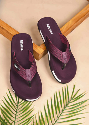 Belizza Men Flip Flops(Maroon , 6)