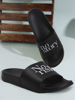 QRITE Men Slides(Black , 10)