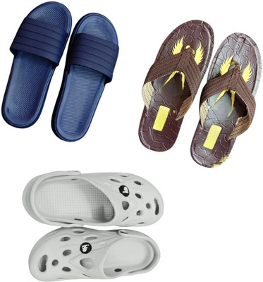 BLIBBERS Men Slippers(Blue, Brown, Off White , 9)