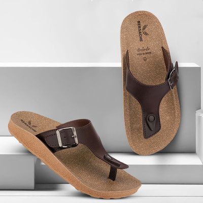 BERSACHE Men Flip Flops(Brown , 6)