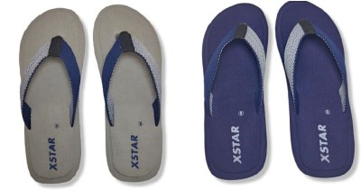 xstar Men Flip Flops(Blue, Grey , 8)