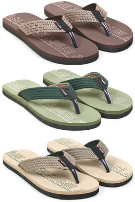 BFOOT Men Men's Stylish Treding Light Weight Comfortable Flip Flops combo Pack Of 3 pairs Flip Flops(Multicolor , 9)