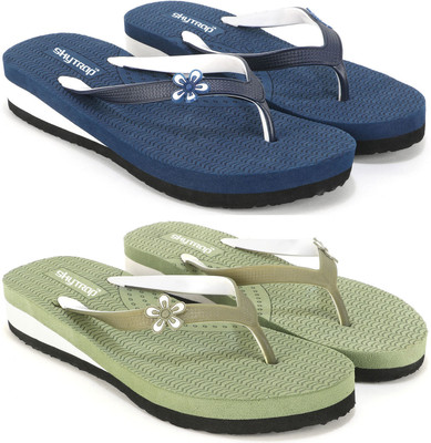 HOC Women Slippers(Blue, Green , 8)