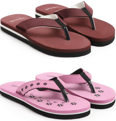 VAHMAH Women Slippers(Maroon, Pink , 7)