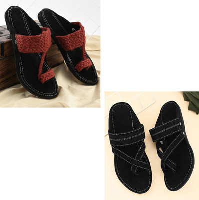 rajeraj Men Sandals(Red, Black , 11)