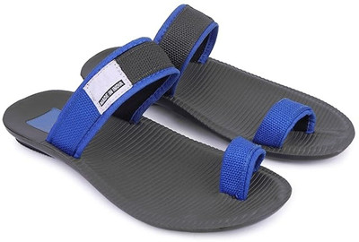 World Wear Footwear Men Slippers(Black, Blue , 6)