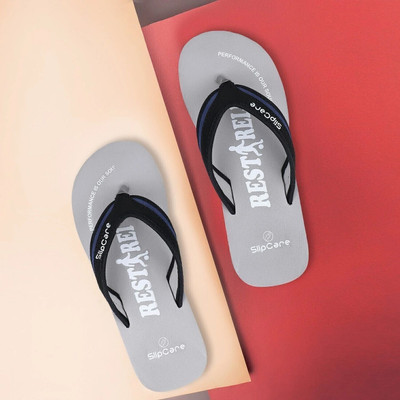 SLIPCARE Men Ortho Care Diabetic Orthopaedic Comfort Lightweight House Men Care Dr Slippers Flip Flops(Grey, Black , 6)