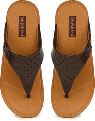 Skyultra Women Flip Flops(Brown , 5)