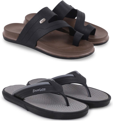 Pampy Angel Men Slippers(Black, Grey , 7)