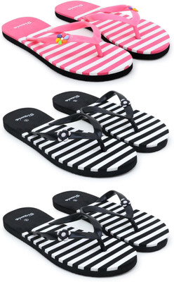 Bizwiz Women for Women Combo 3 Slippers / Flip Flop Slippers(Multicolor , 7)