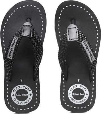 Ortho + Rest Men Ortho + Rest Extra Soft Slippers For Men Gents Chappals Home Daily Use Flip Flop Slippers(Black, Grey , 8)