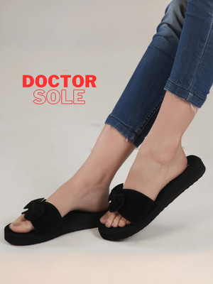 FABLARY Women Slides(Black , 7)