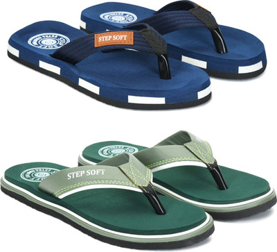 Stepsoft Men Slippers(Blue, Green , 9)