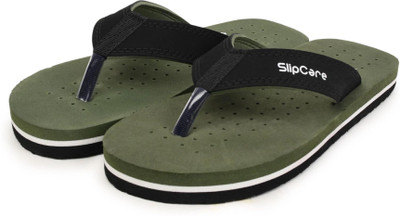 SLIPCARE Men House Slippers Ortho Care Diabetic Orthopaedic Comfort Dr Slides Flip Flops(Green, Black , 10)