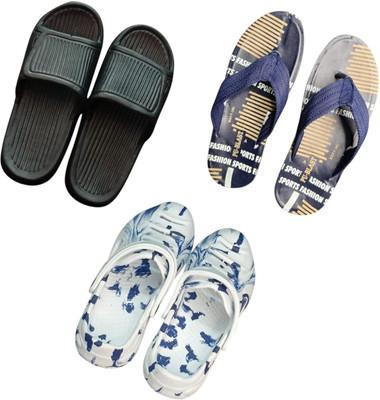 BLIBBERS Men Slippers(Black, Blue, Multicolor , 6)