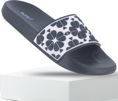 FLITE Women Slides(Black, White , 7)