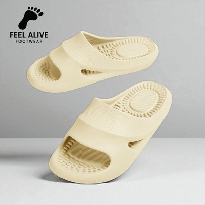 Feel alive Men Slides(Beige , 7)