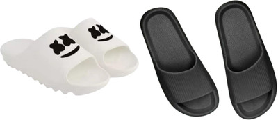 Sirex Men Slides(Black, Off White , 9)
