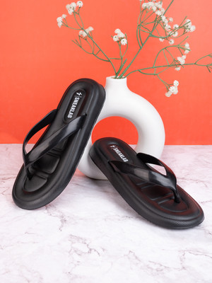 SNEAKLAB Women Flip Flops(Black , 7)