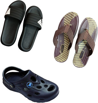 BLIBBERS Men Slippers(Black, Brown, Blue , 9)