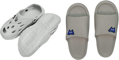 BLIBBERS Men Slides(Off White, Grey , 8)