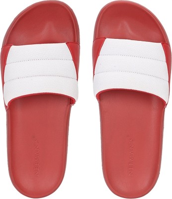 Neemans Men Slides(White, Red , 9)