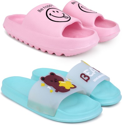 Pampy Angel Women Slides(Pink, Blue , 4)