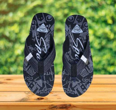 Maan Men Flip Flops(Black , 6)