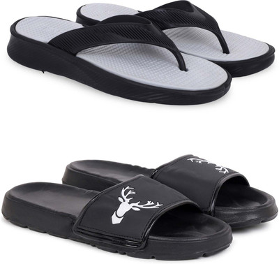 Pampy Angel Men Slippers(Grey, Black , 6)