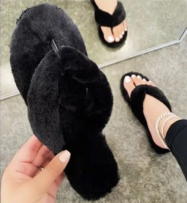 Sale YUG Women Flip Flops(Black , 5)