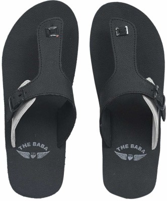 THE BABA Men Flip Flops(Black , 8)