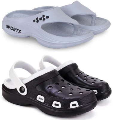 Pampy Angel Men Slippers(Grey, Black , 7)