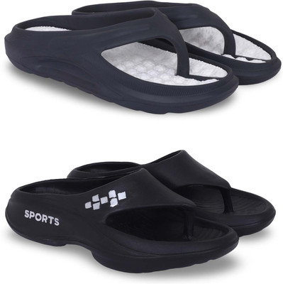 KAPYANSH Men Slippers(Black, White , 9)