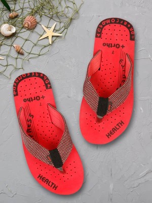 Kraasa Men Flip Flops(Red , 8)